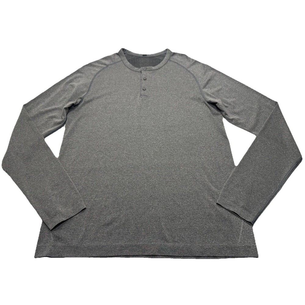 Lululemon Metal Vent Tech Long Sleeve Henley Shirt Size Medium Heather Grey